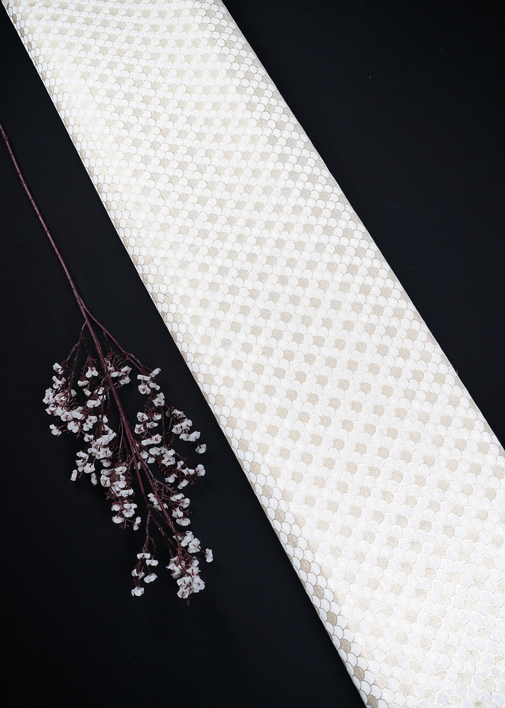 White Dyeable Chanderi Fabric With All Over Zari Handloom 26479