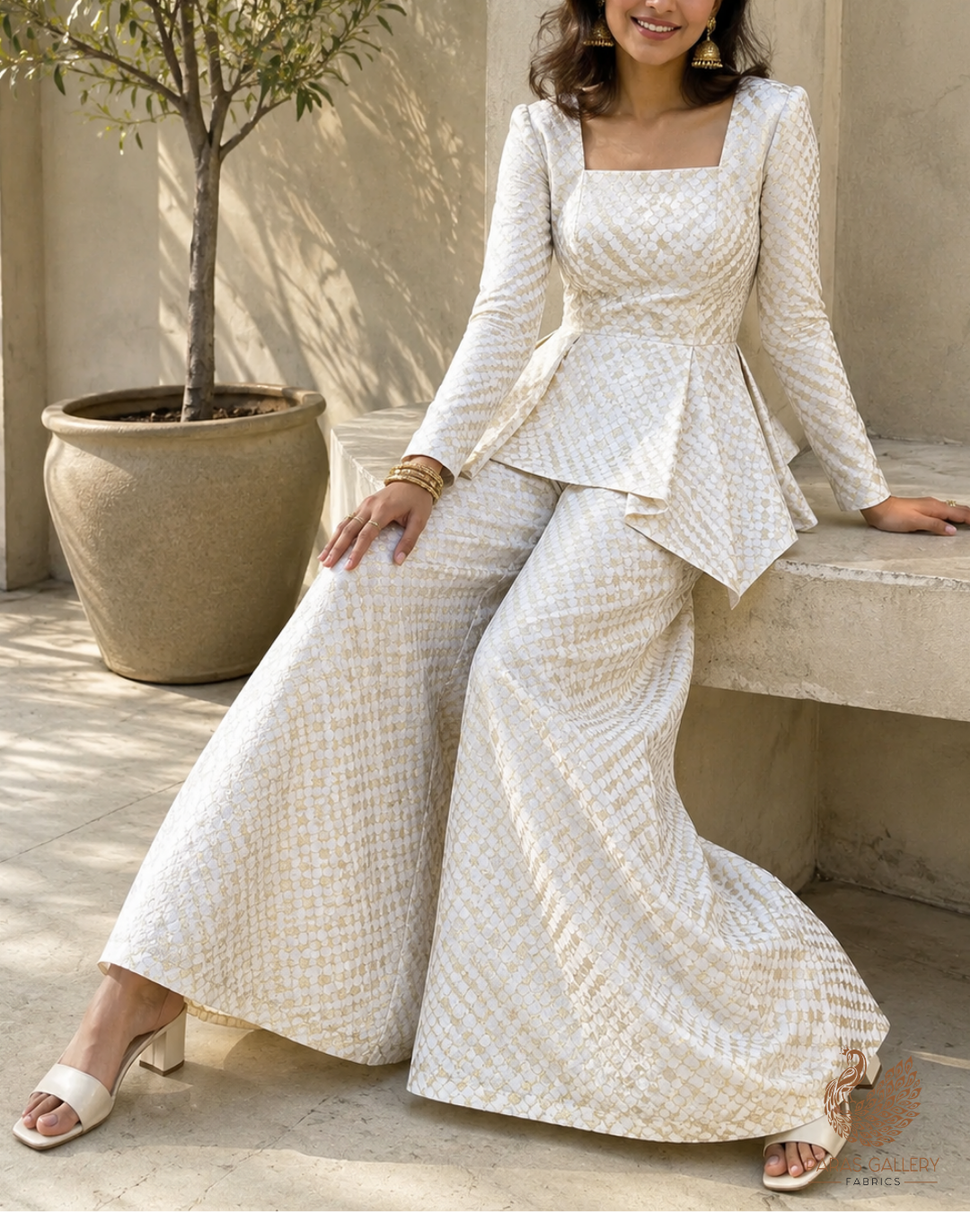 White Dyeable Chanderi Fabric With All Over Zari Handloom 26479