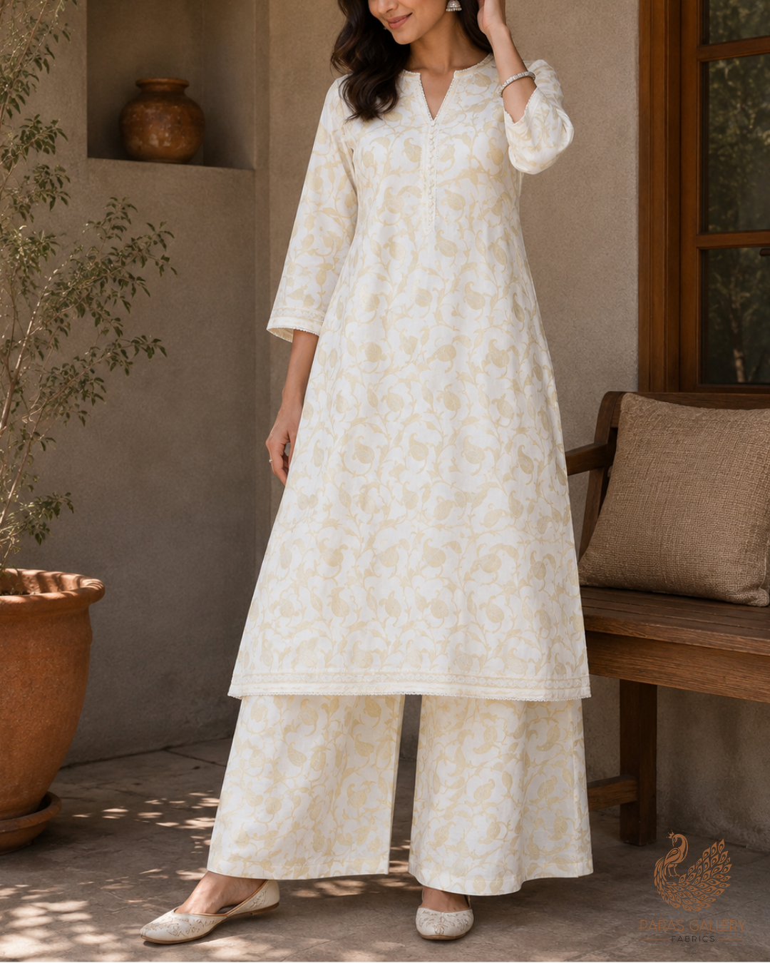 White Dyeable Chanderi Fabric With All Over Zari Handloom 26483