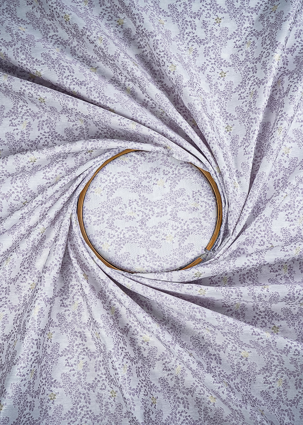 White Cotton Silk Fabric With All Over Light Purple Thread And Zari Handloom 26487