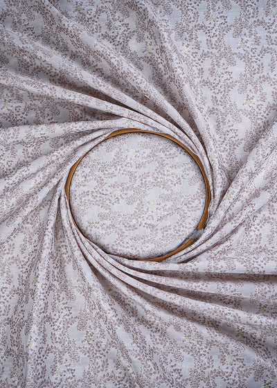 White Cotton Silk Fabric With All Over Mauve Thread And Zari Handloom 26488