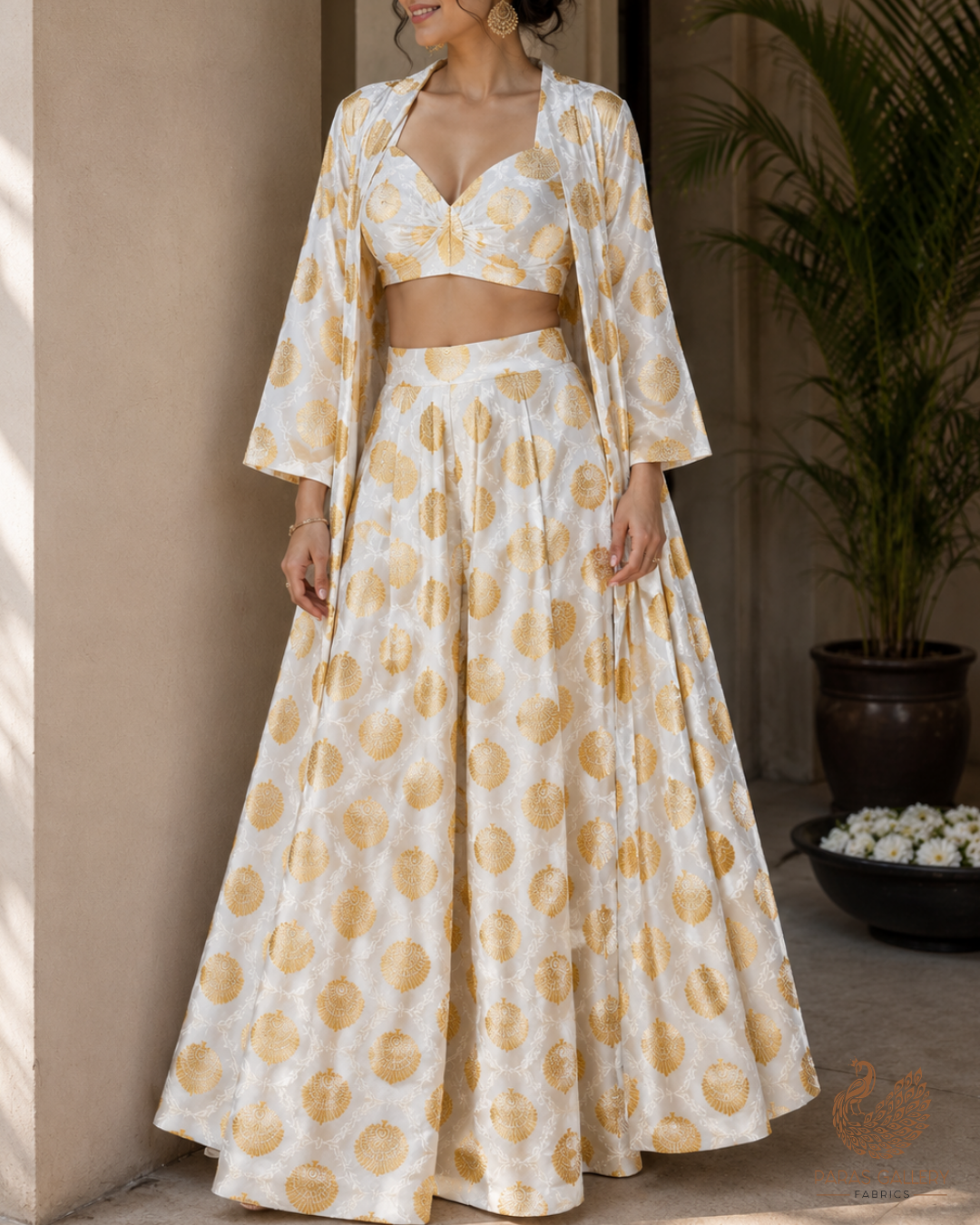 White Dyeable Silk Fabric With All Over Self And Zari Handloom 26489