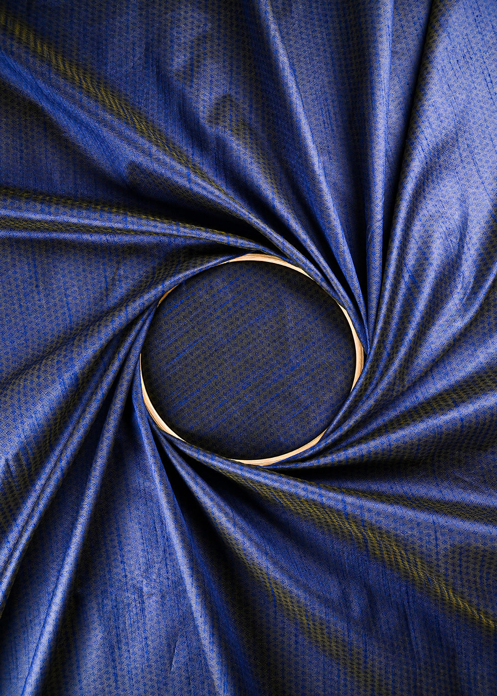 Navy Blue Dupion Silk Fabric With All Over Self Work 26490