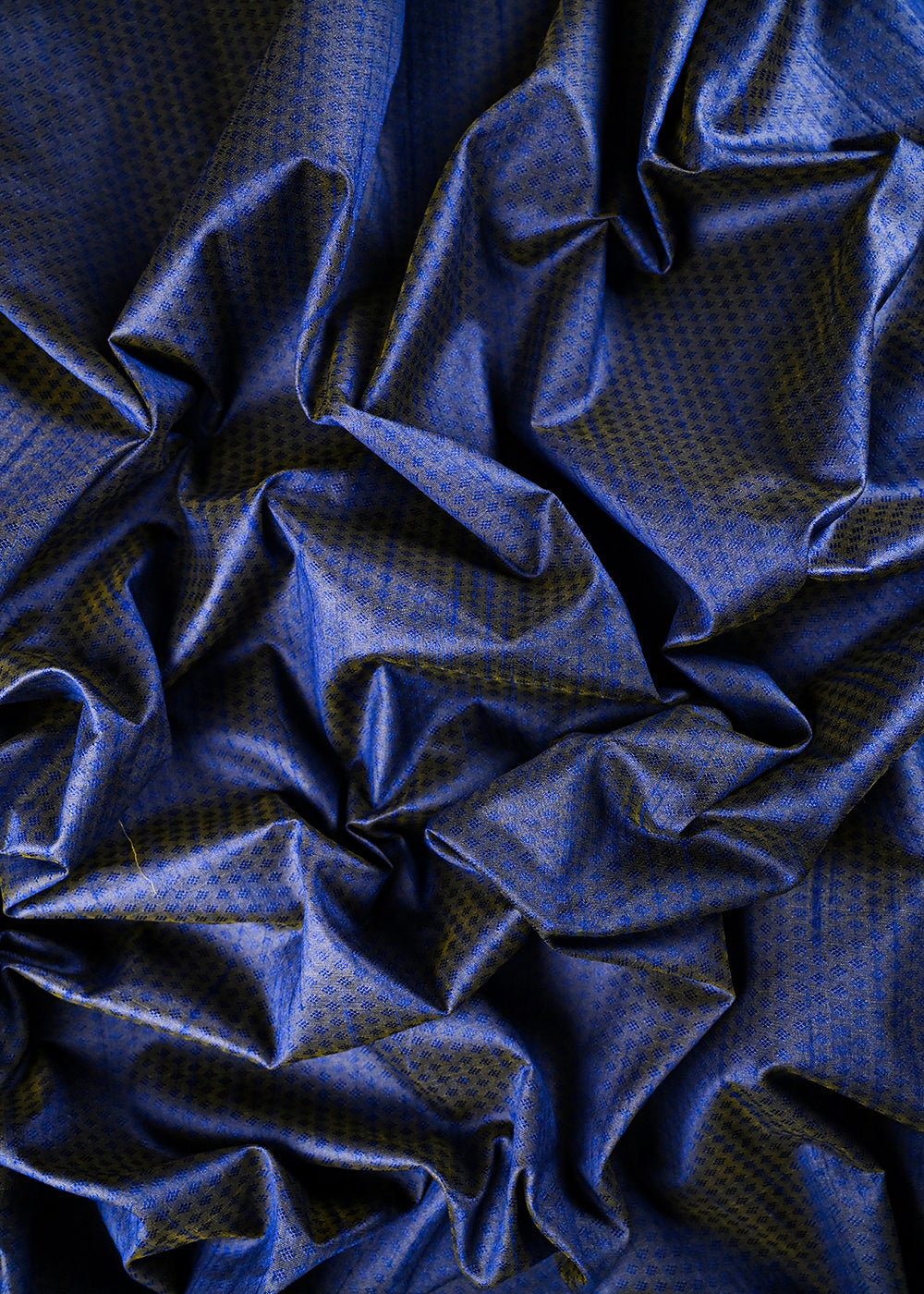 Navy Blue Dupion Silk Fabric With All Over Self Work 26490