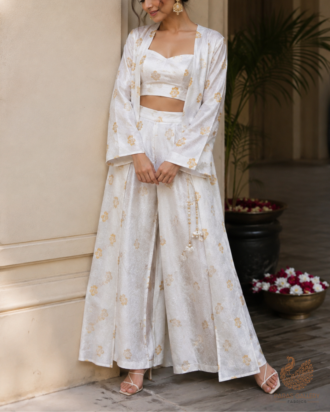 White Dyeable Silk Fabric With All Over Self And Zari Handloom 26494