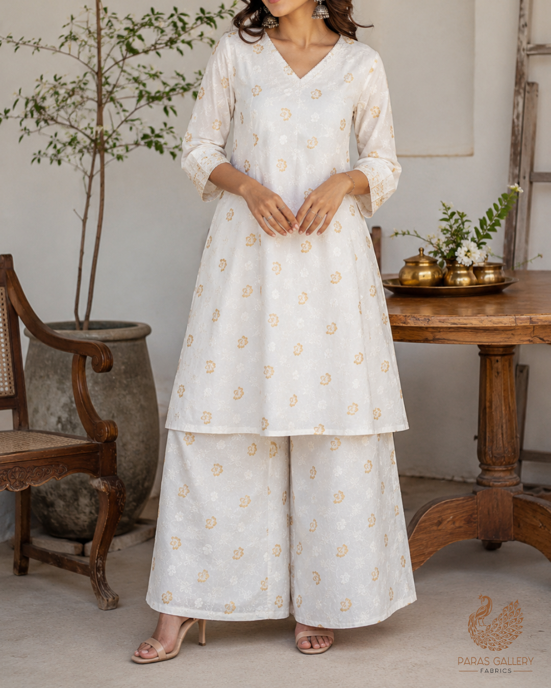 White Dyeable Silk Fabric With All Over Self And Zari Handloom 26494