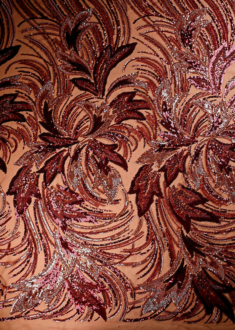(Pre Cut 2 MTR) Maroon Net Fabric With All Over Sequins And Katdana Work 26500