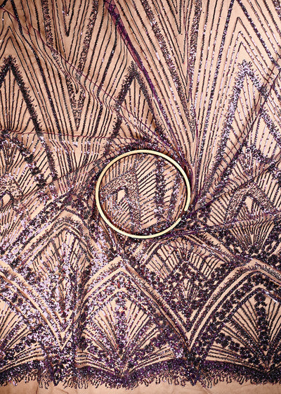 (Pre Cut 1.25 MTR) Wine Net Fabric With All Over Sequins And Katdana Work 26508