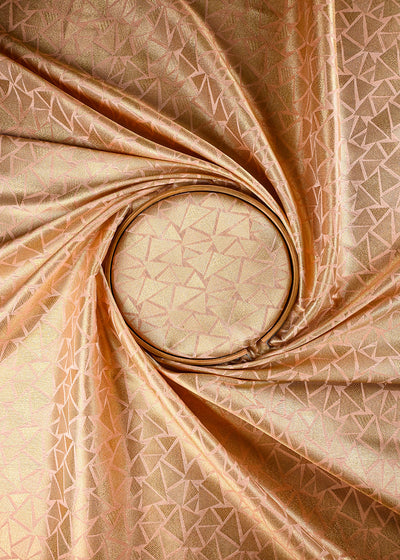 Peach Banarasi Brocade Fabric With All Over Zari Handloom 27026