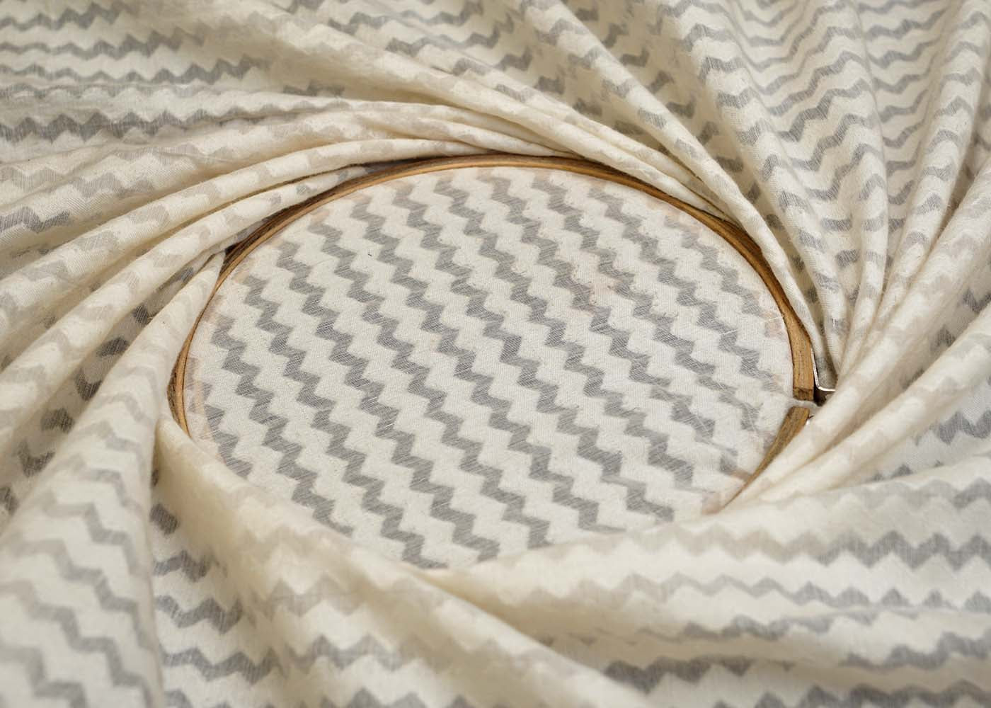 Zig-Zag Chic Chanderi Fabric with All-Over Self Work
