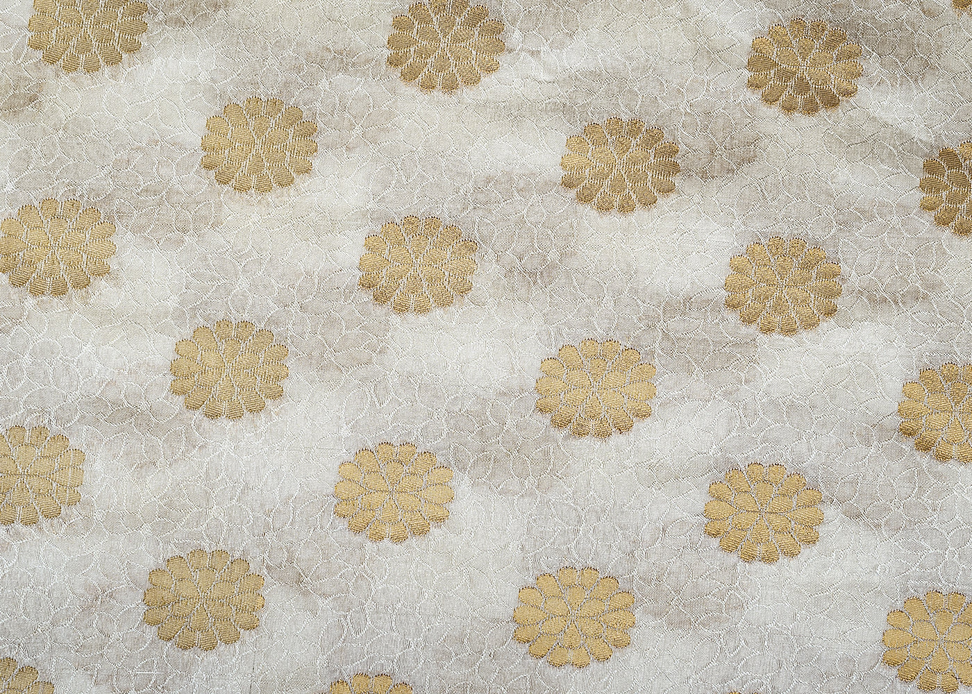 Elegance Dyeable Brocade with All-Over Traditional Buti of Golden Thread Handloom