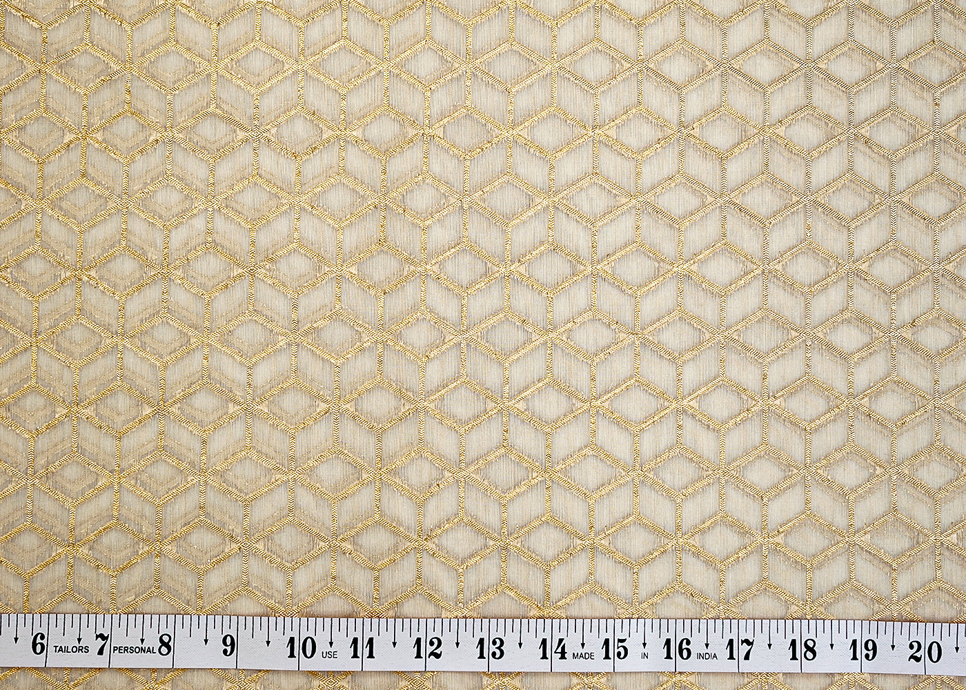 Golden Radiance Chanderi Fabric with All-Over Pattern of Golden Badla Zari Work