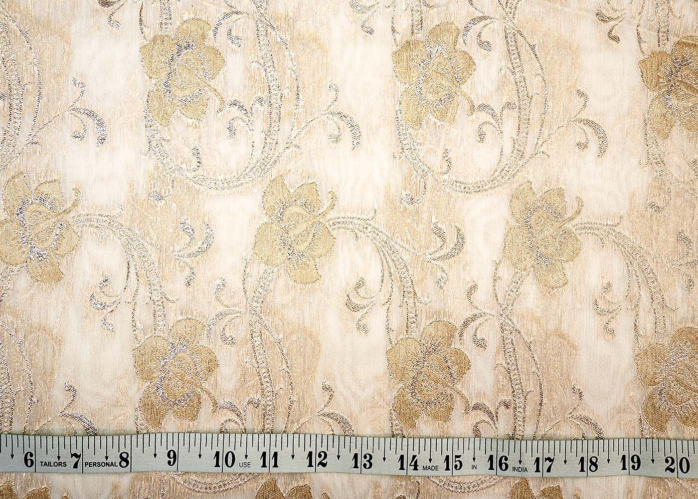 Golden Radiance Chanderi Fabric with All-Over Pattern of Golden Badla Zari Work