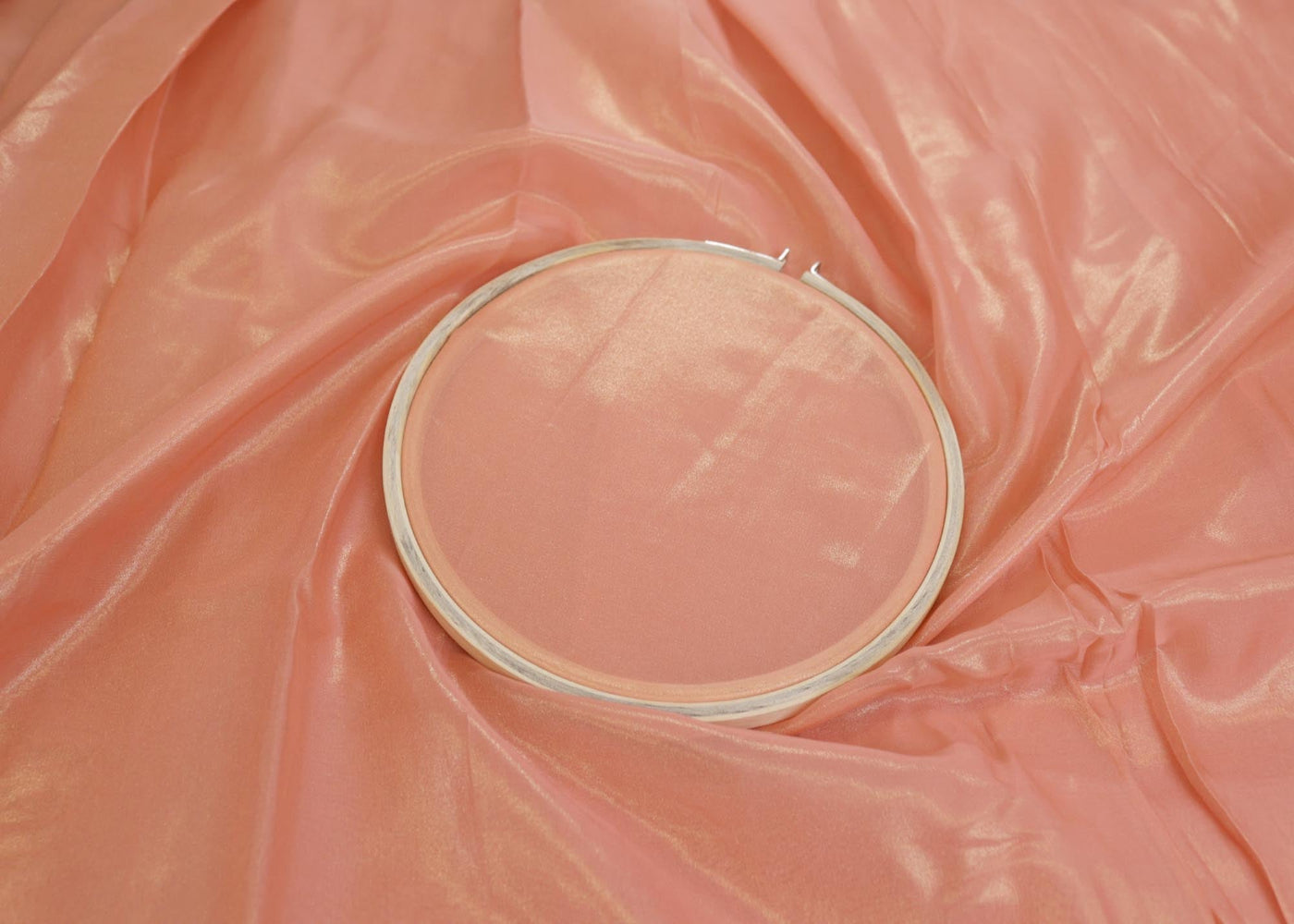 Peach Pink coloured glass oraganza fabric
