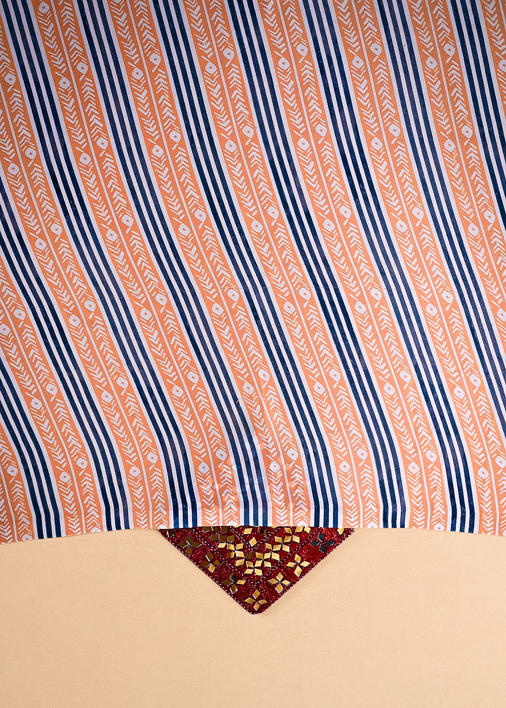 Peach Armani Satin Fabric With All Over Abstract Print 7583