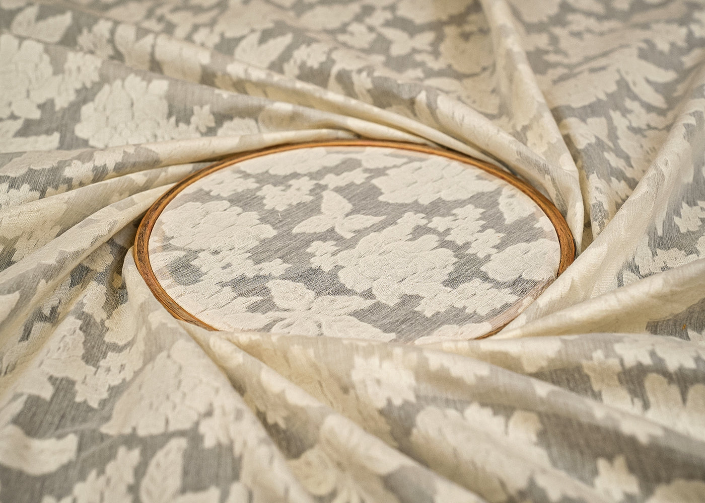 Floral Elegance Chanderi Fabric with All-Over Self Work