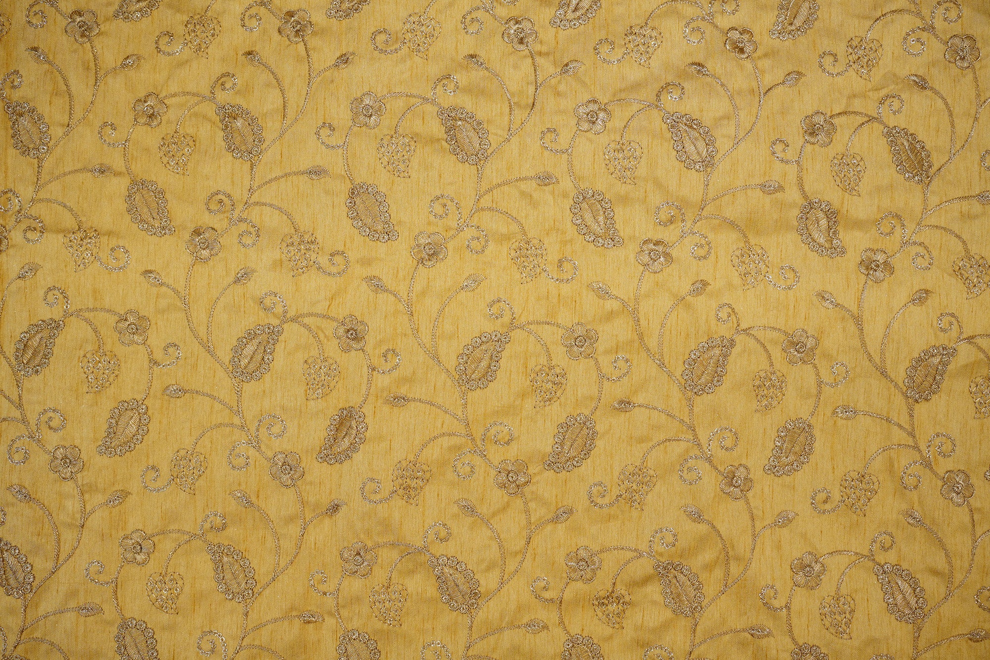 Golden Silk dupion with Zari & Sequins Floral Elegance
