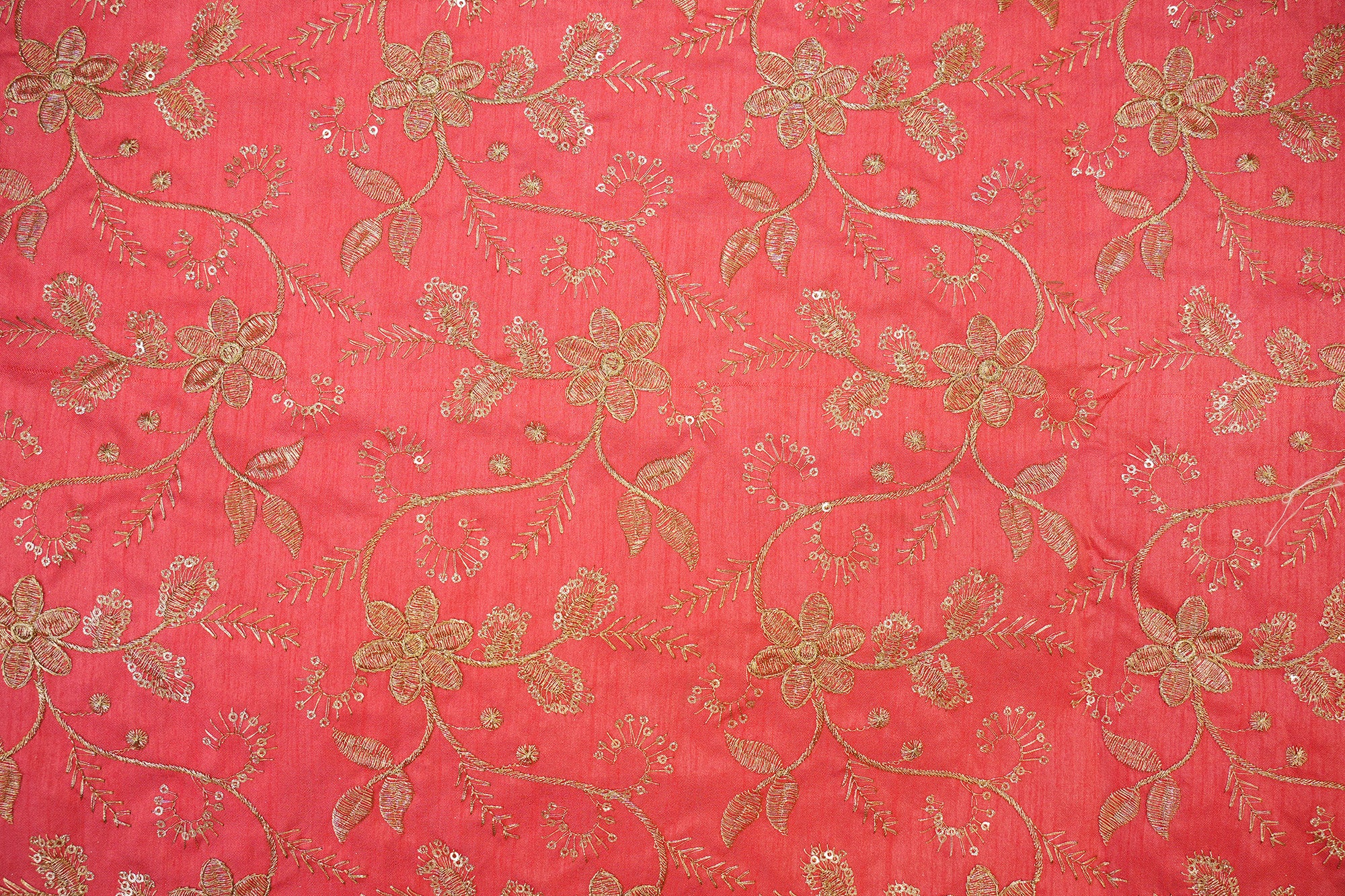 Pink Silk dupion with Zari & Glitter Floral Sequins