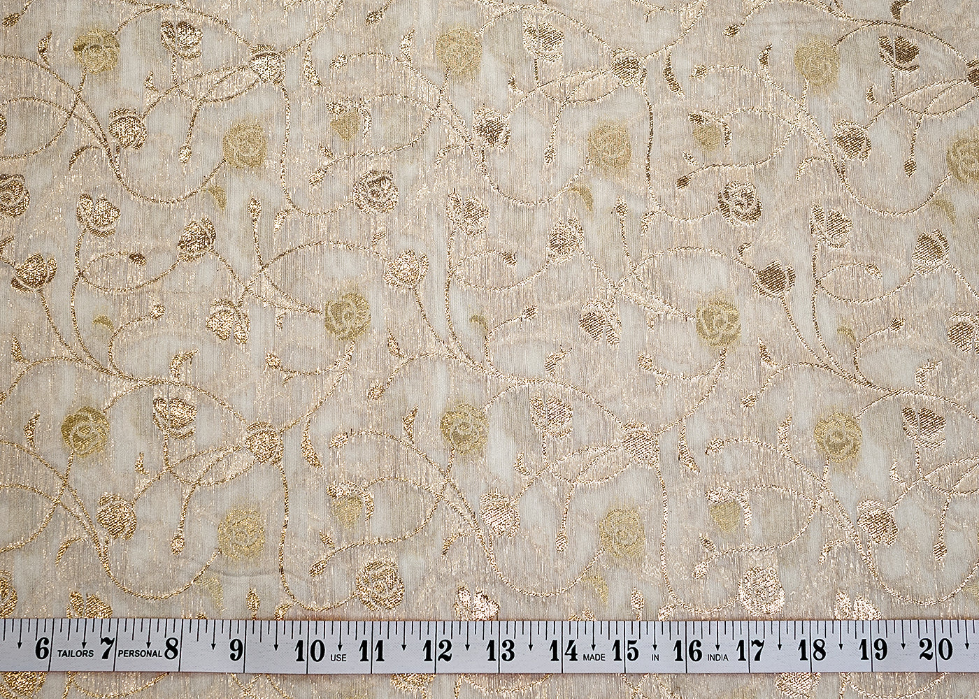Golden Radiance Chanderi Fabric with All-Over Pattern of Golden Badla Zari Work