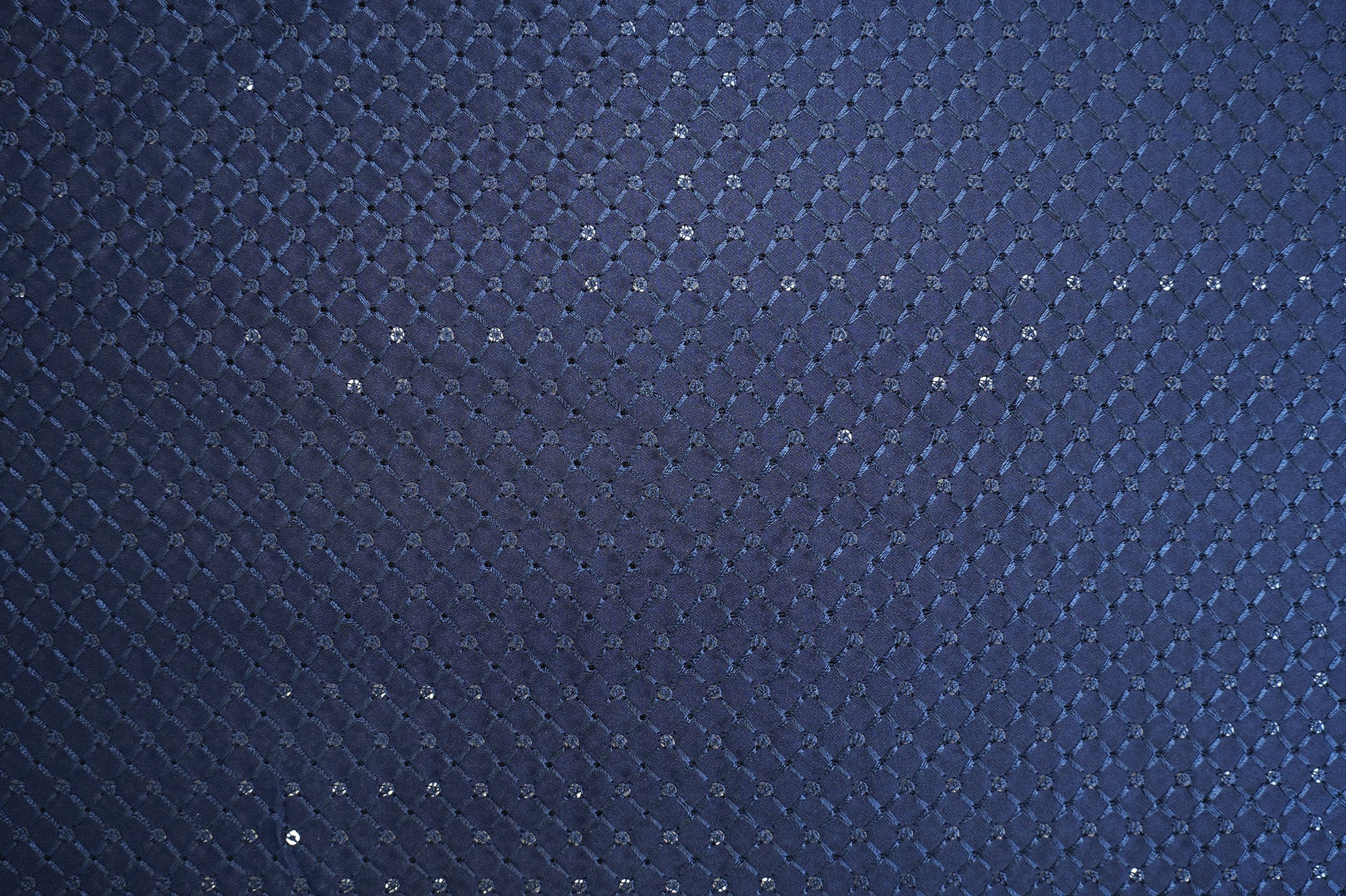 Navy Blue Satin Silk with Geometric Thread Work & Sequins