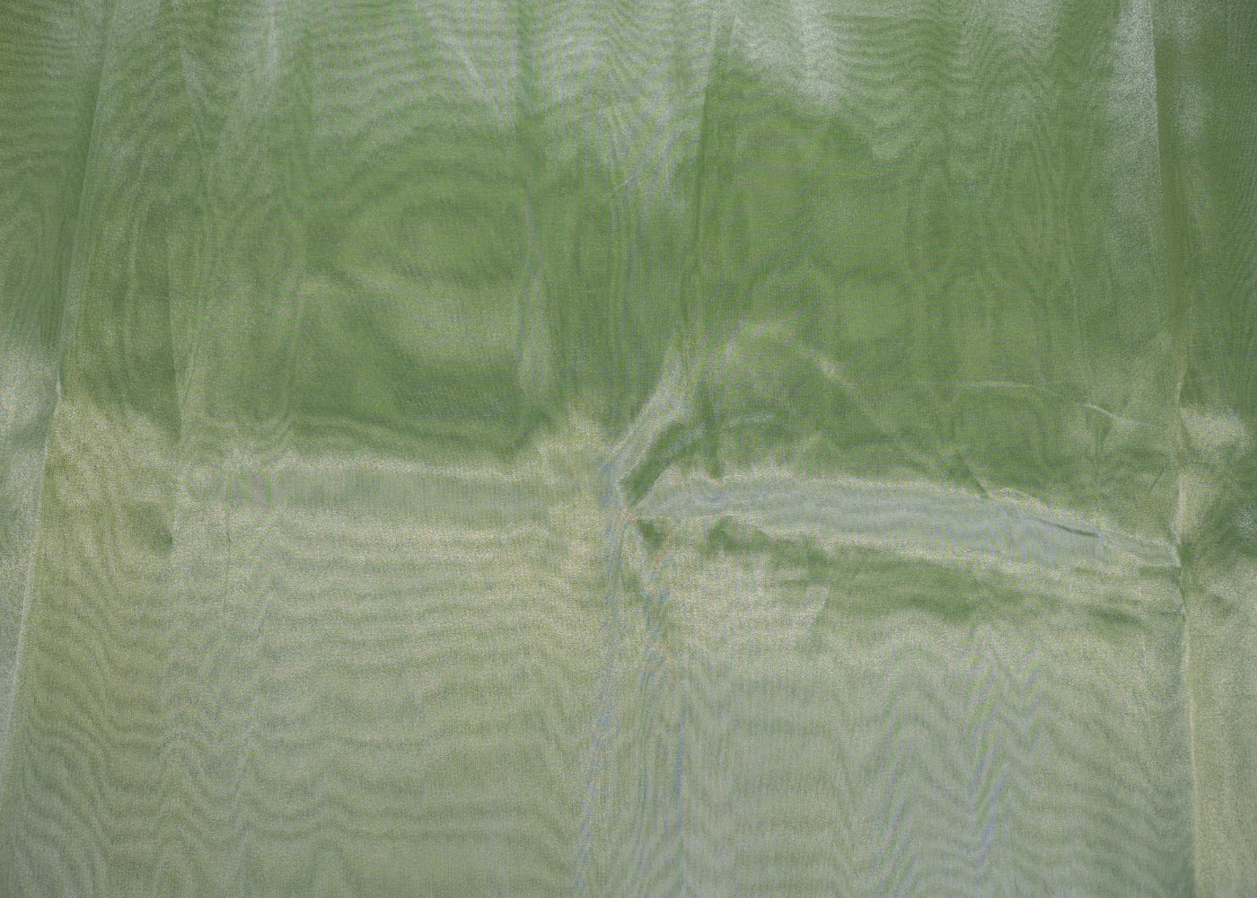 Parrot green coloured tissue fabric with silver shimmer