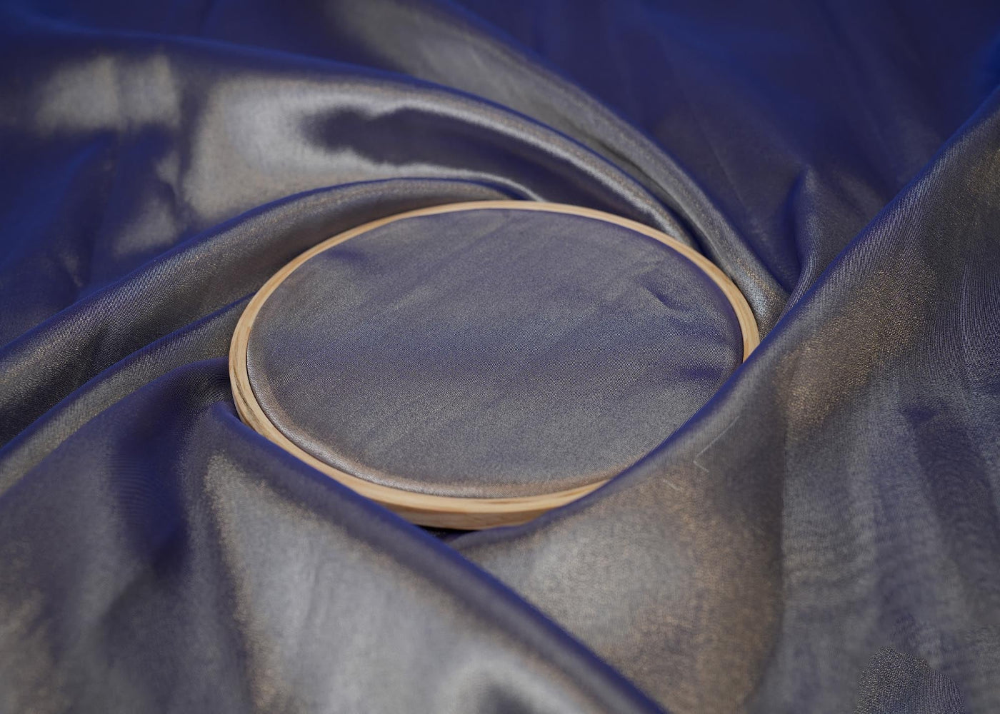 Royal blue coloured tissue fabric with silver shimmer