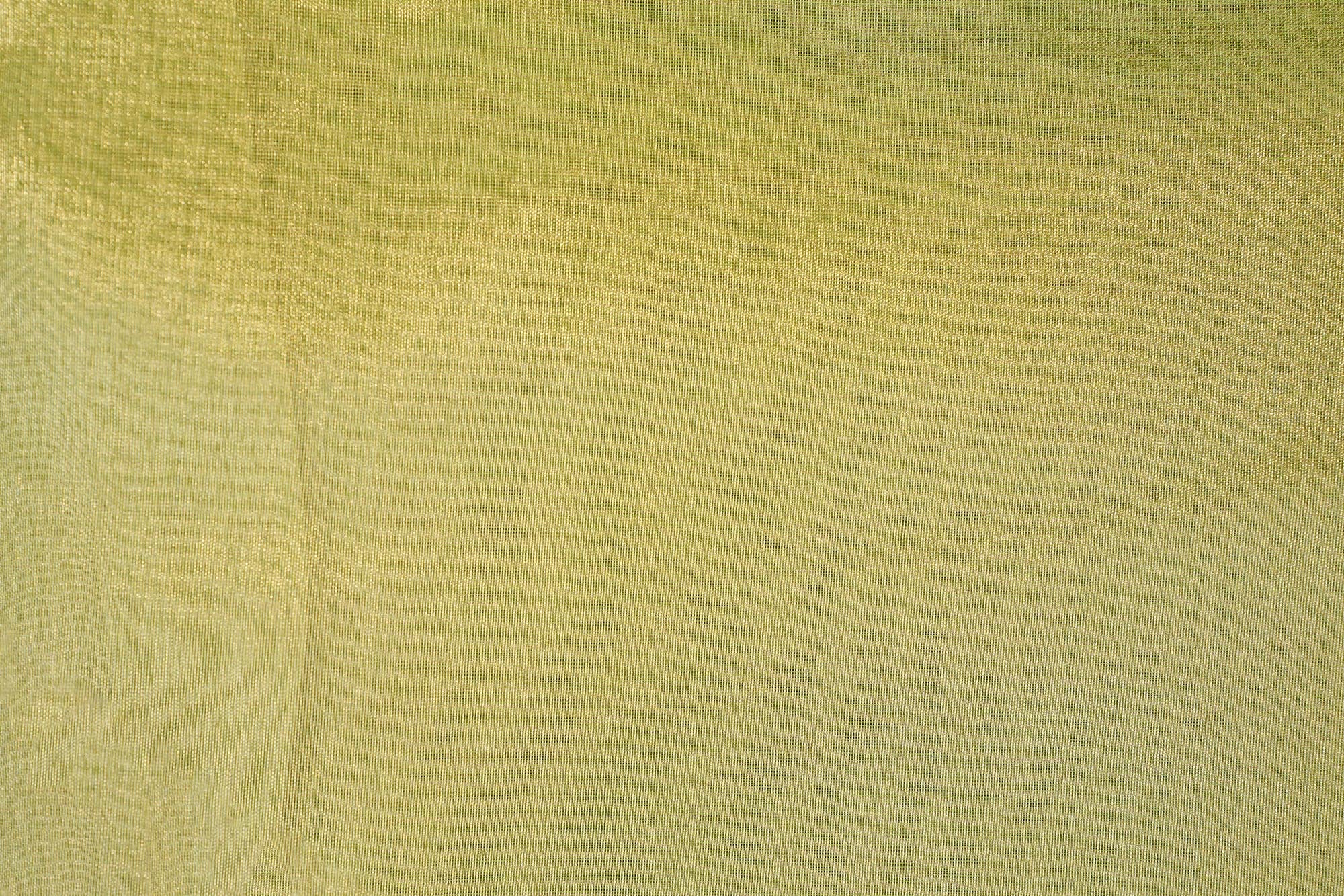 Light parrot green coloured tissue fabric with golden shimmer