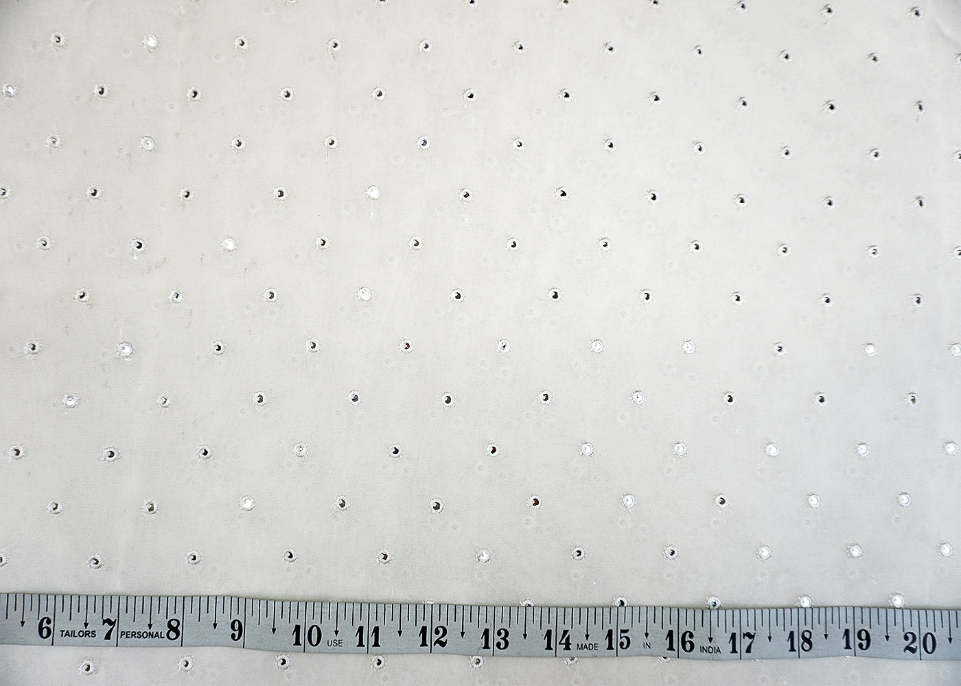 Dyeable Georgette Fabric with Allover Thread & Faux Mirror Work 9190