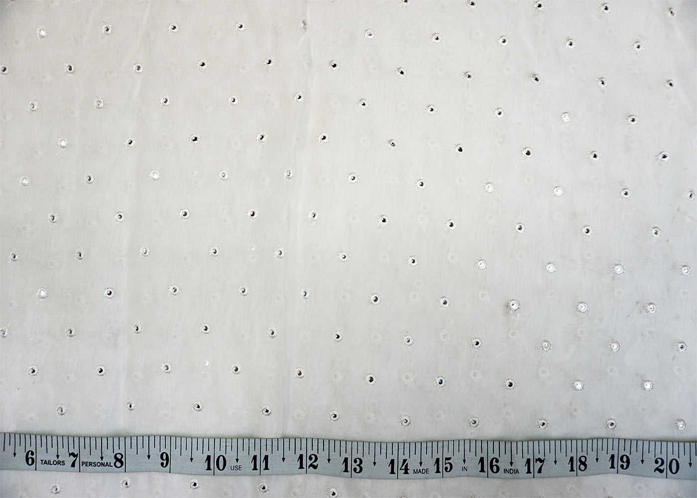 Organza Fabric with Allover Thread & Faux Mirror Work 9191