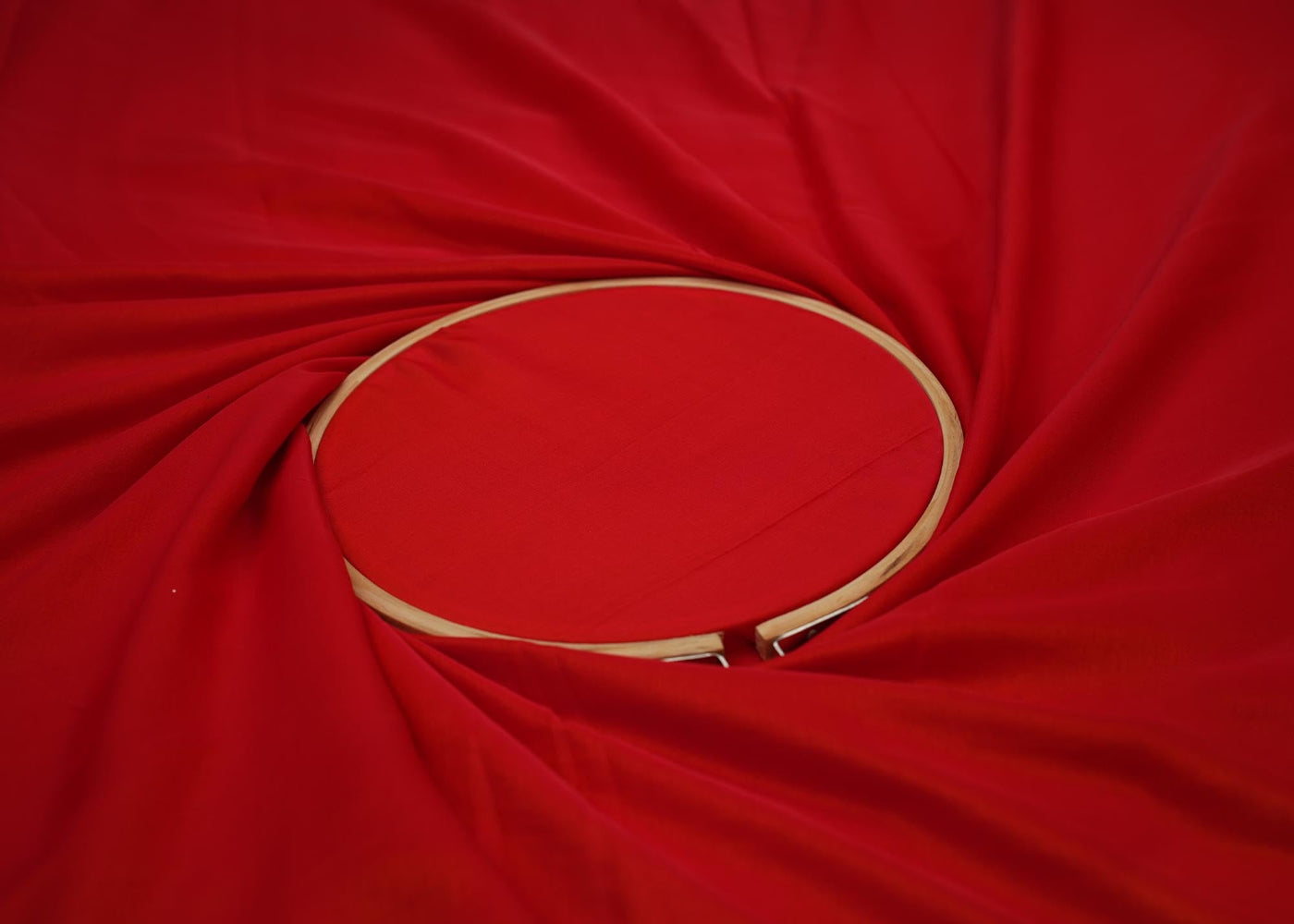 Red coloured barfi silk fabric