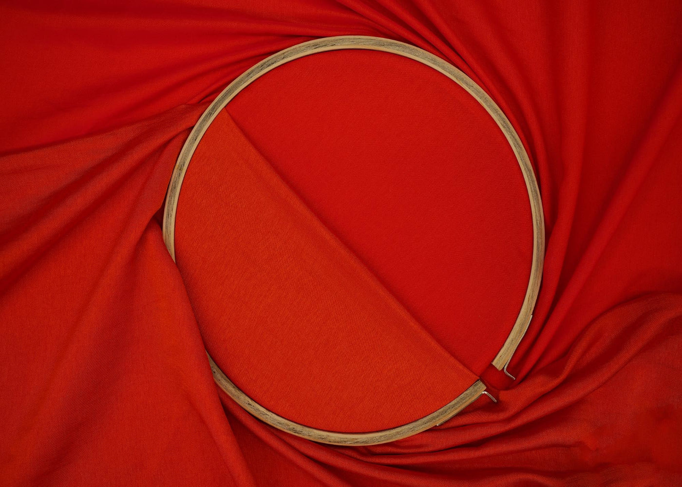 Red coloured barfi silk fabric