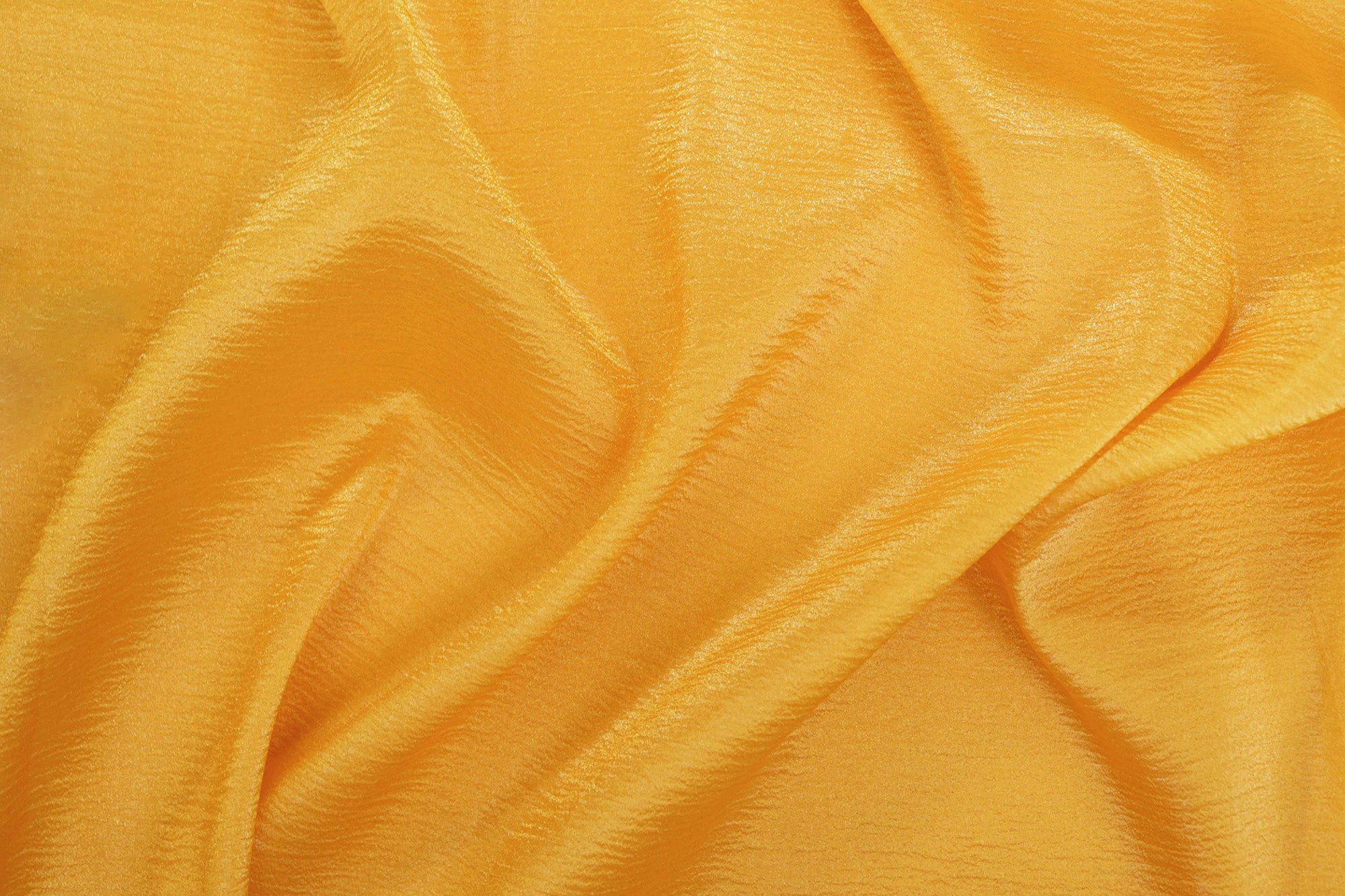 Mustard yellow coloured crushed tissue organza fabric