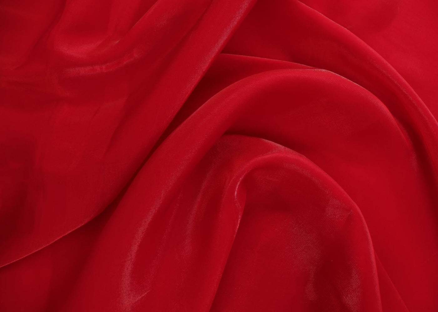 Red cherry coloured Organza Satin plain fabric