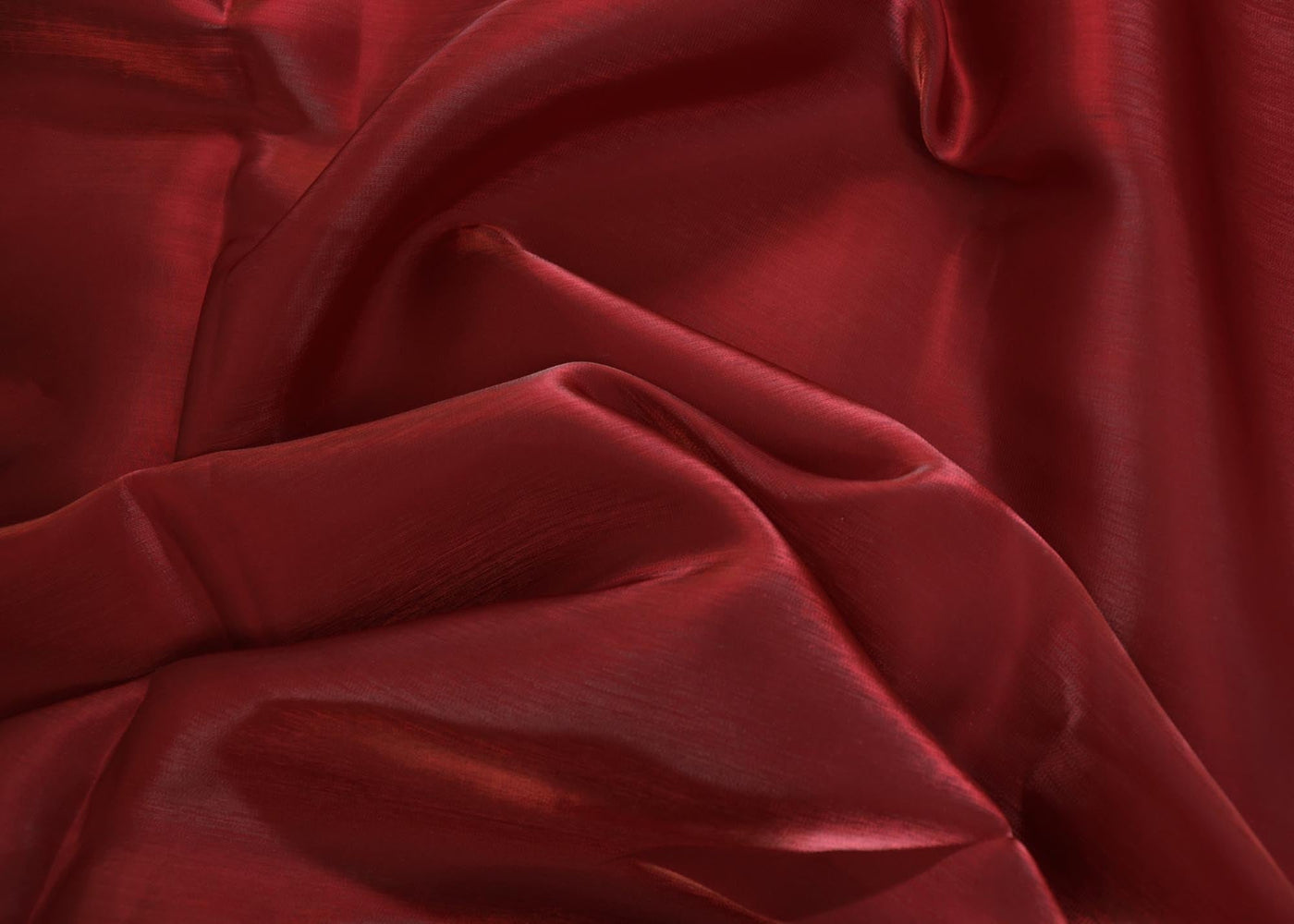Maroon coloured Organza Satin plain fabric