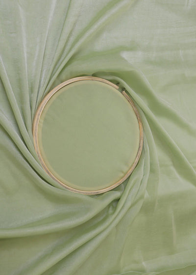 Pista Green Coloured Silk Crushed Texture Fabric 9271(10)