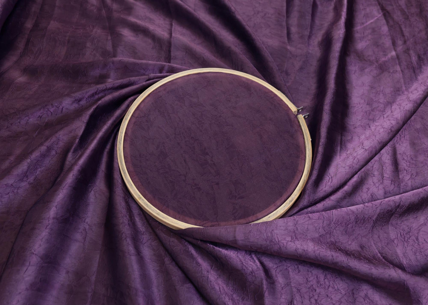 Purple coloured silk crushed texture fabric - Paras Gallery Fabrics