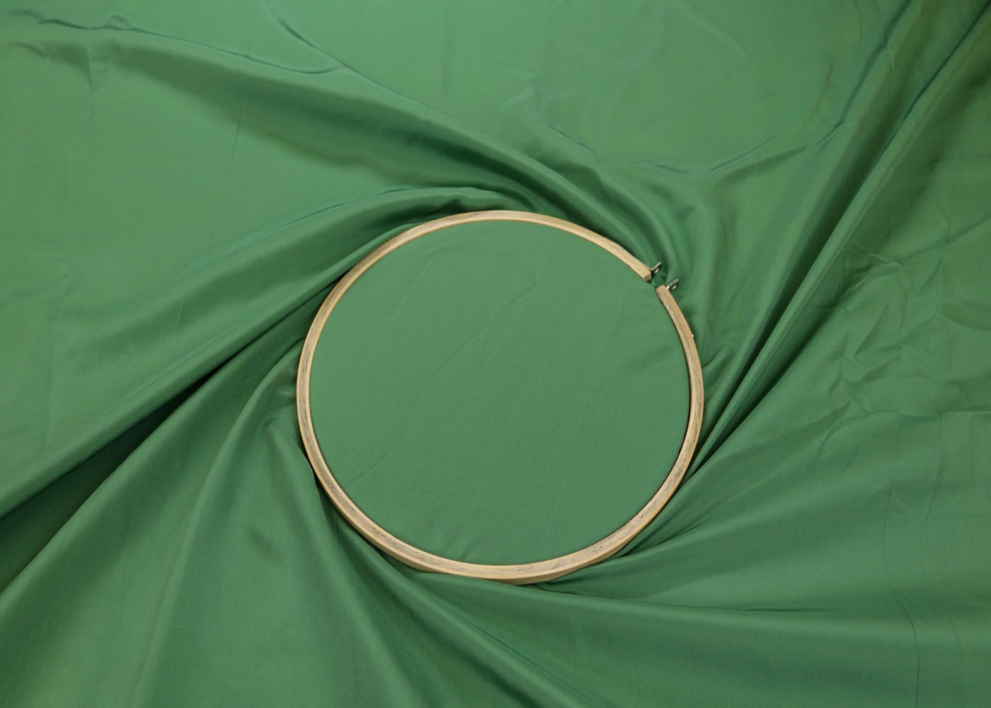 Fern green coloured habutai silk fabric