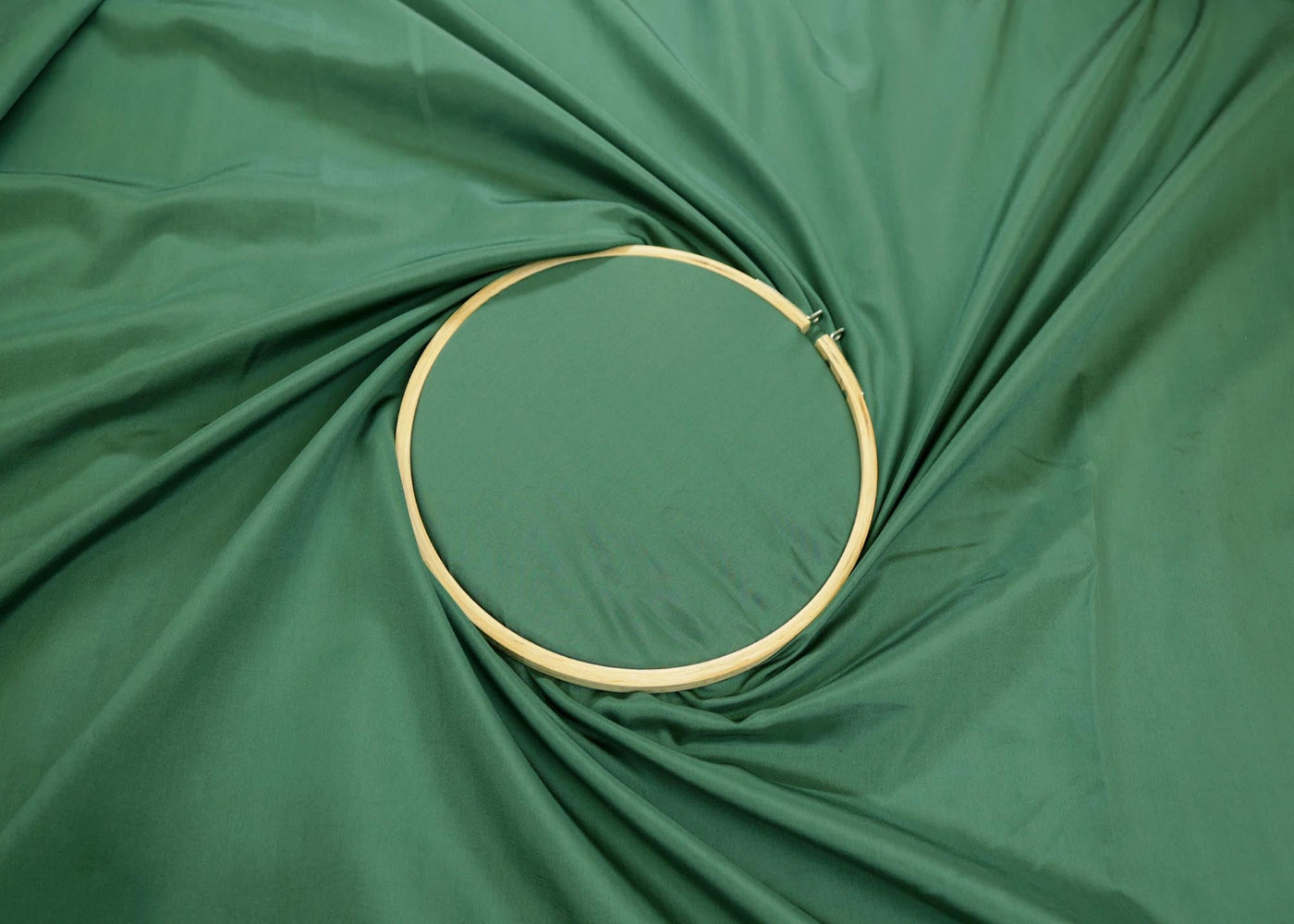 Emerald green coloured habutai silk fabric