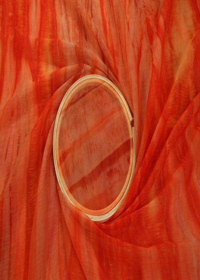 Dark Orange Coloured Textured Chiffon Fabric 9278(7)