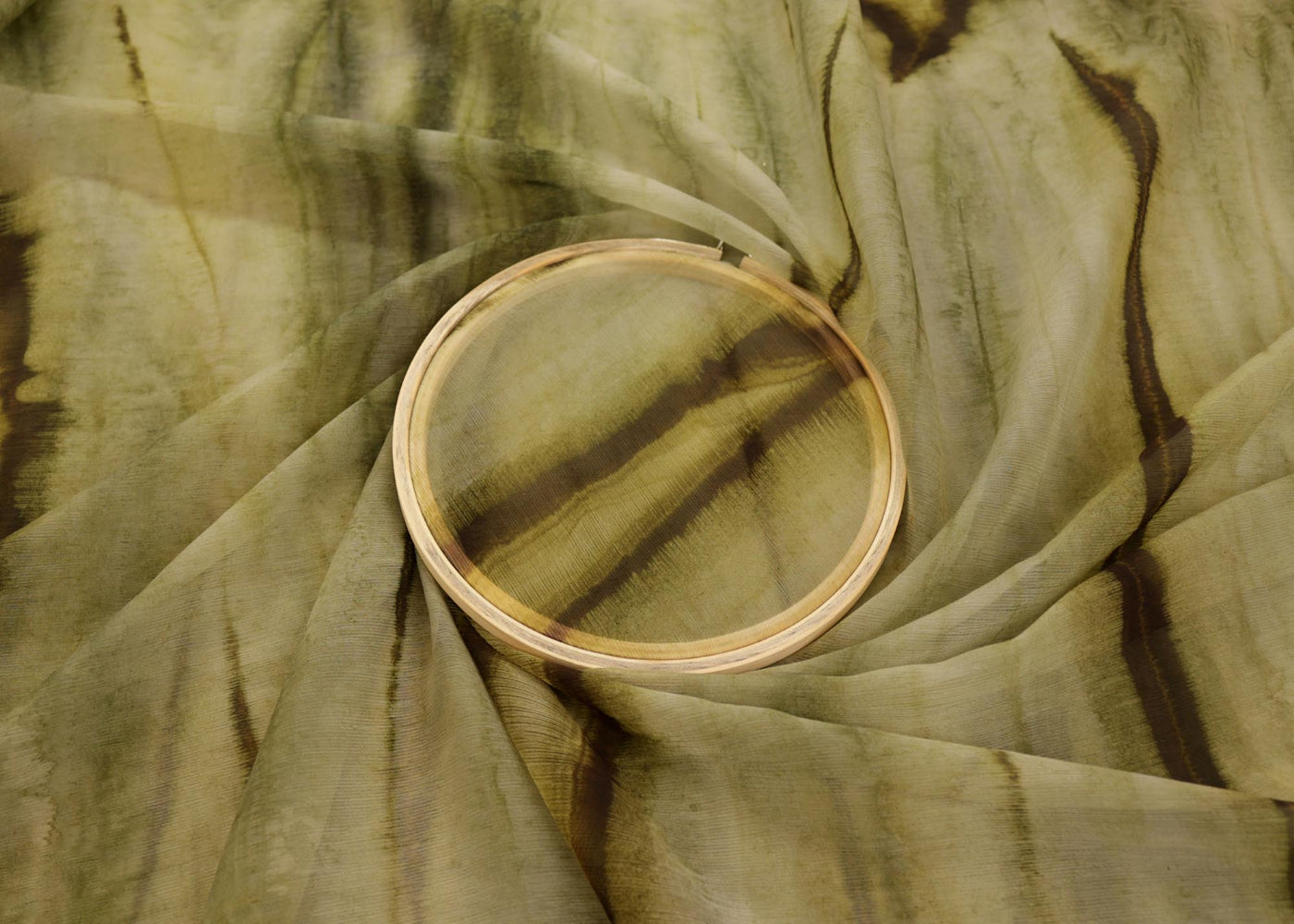 Mehendi Coloured textured chiffon fabric