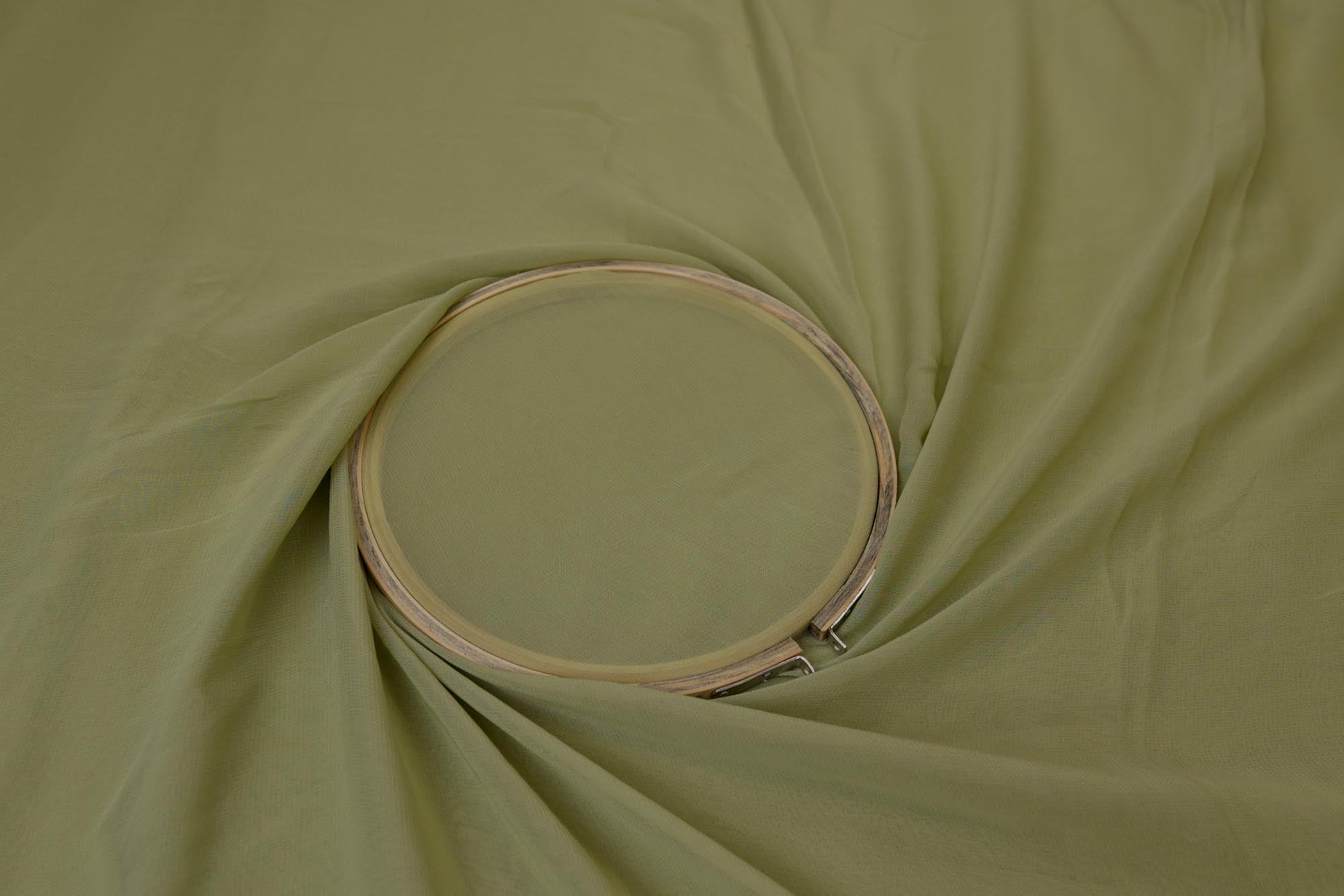 Light Olive plain georgette fabric- Paras Gallery Fabrics