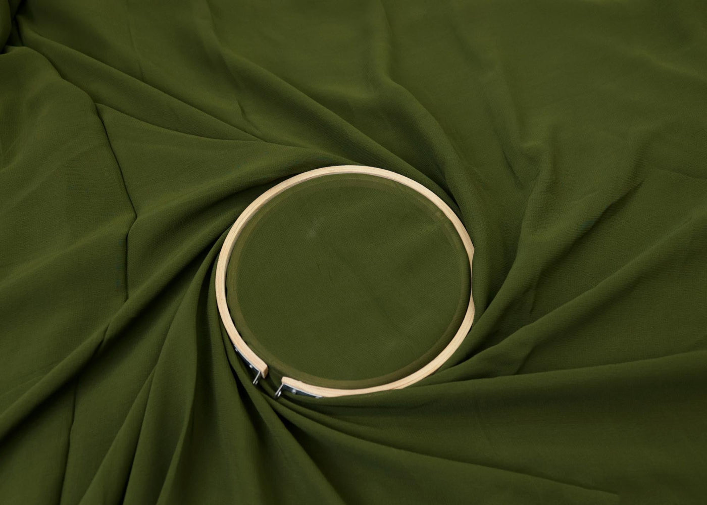 Henna green plain georgette fabric- Paras Gallery Fabrics