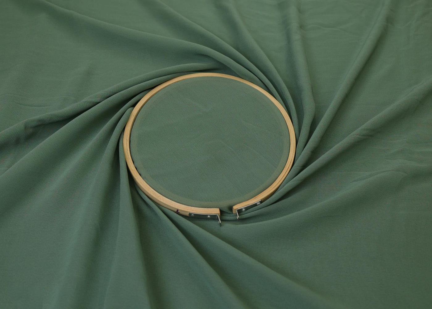 Greyish green plain georgette fabric- Paras Gallery Fabrics