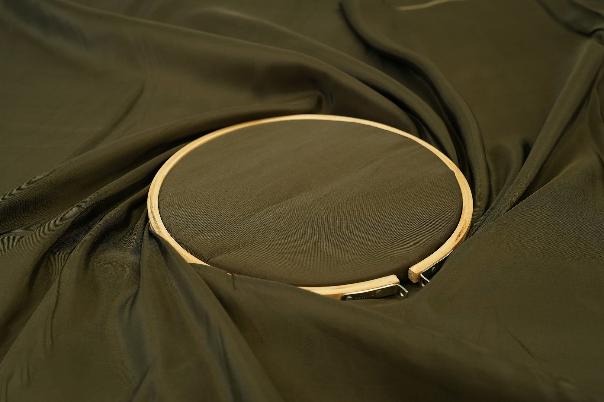 Army Green coloured upada silk fabric - Paras Gallery Fabrics