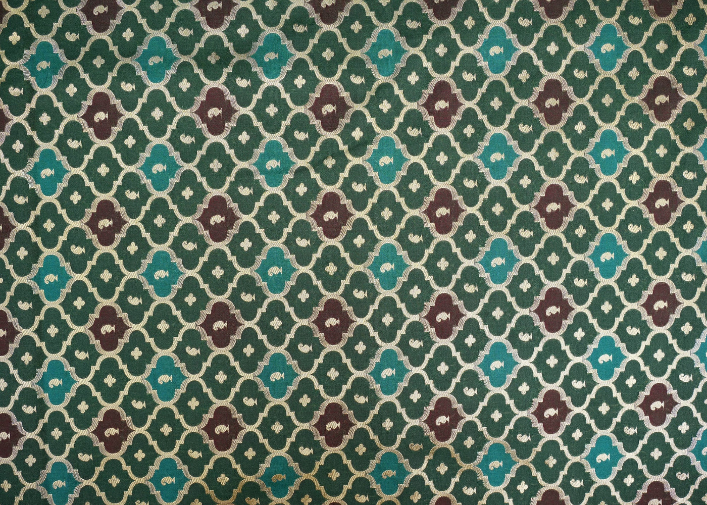 Green banarasi brocade fabric with beautiful traditional pattern