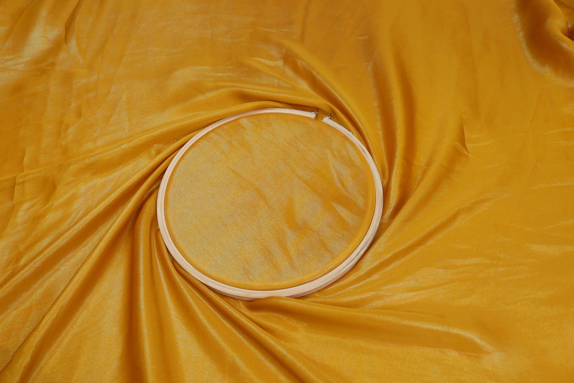 Saffron gold coloured shimmer georgette - Paras Gallery Fabrics
