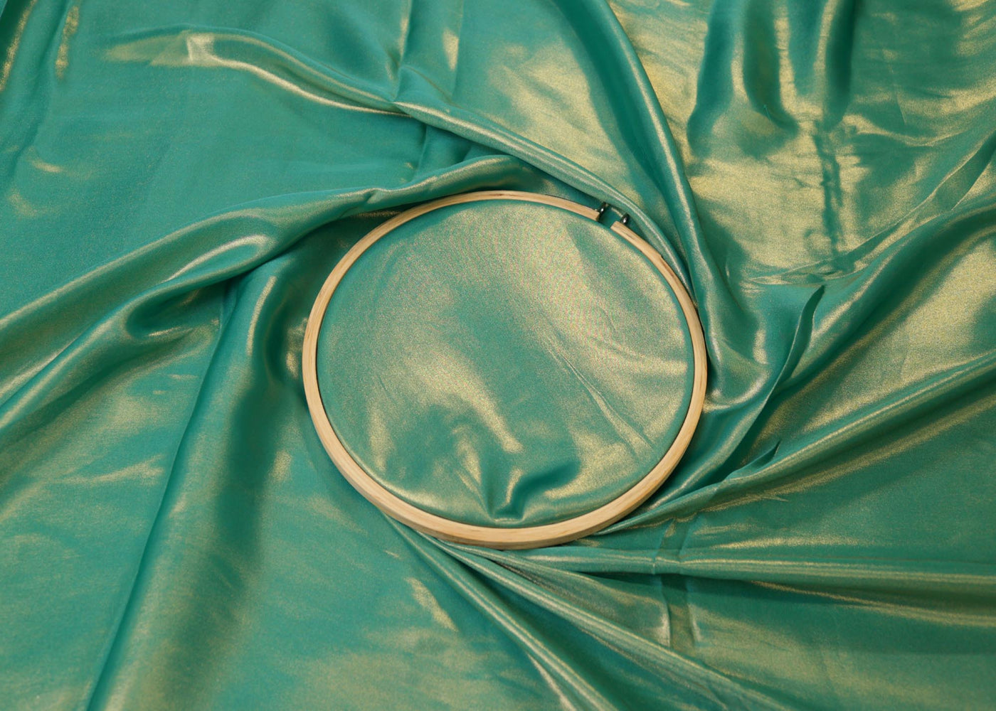 Turquiose coloured shimmer georgette - Paras Gallery Fabrics