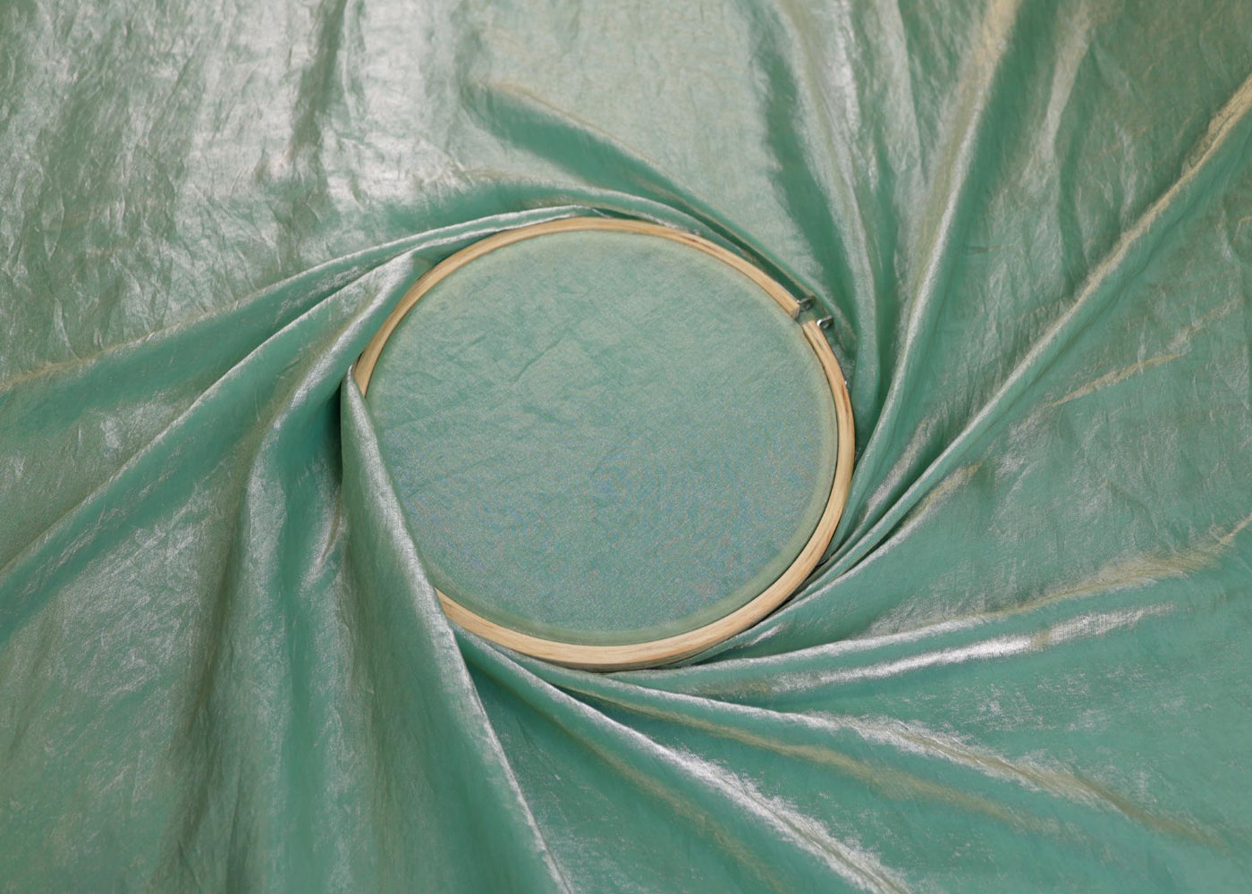 Mint green coloured diamond tissue fabric