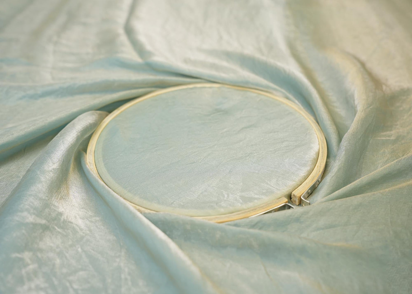 Pastel green coloured diamond tissue fabric