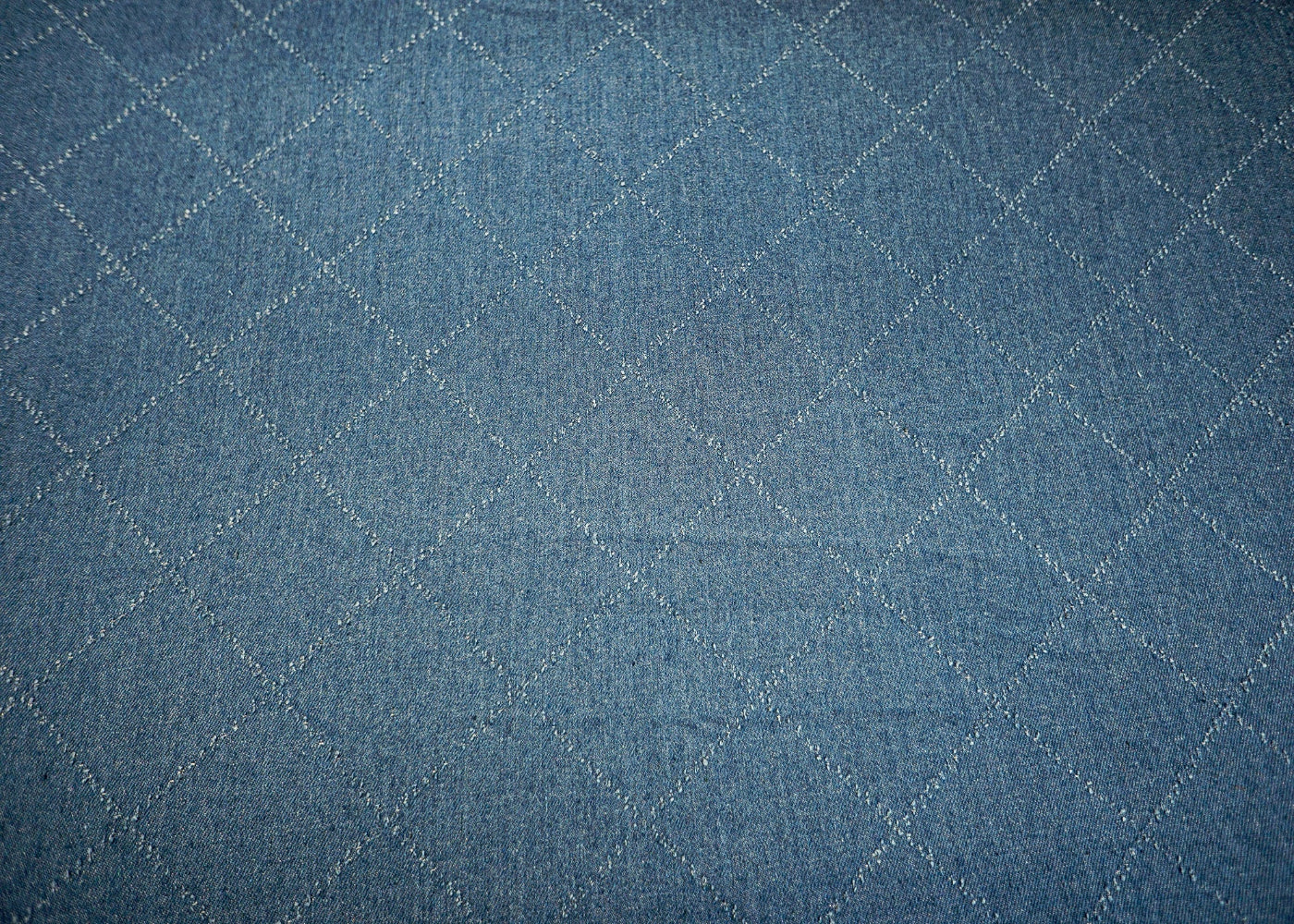 Blue Denim with Stylish Geometric Dobby Detailing